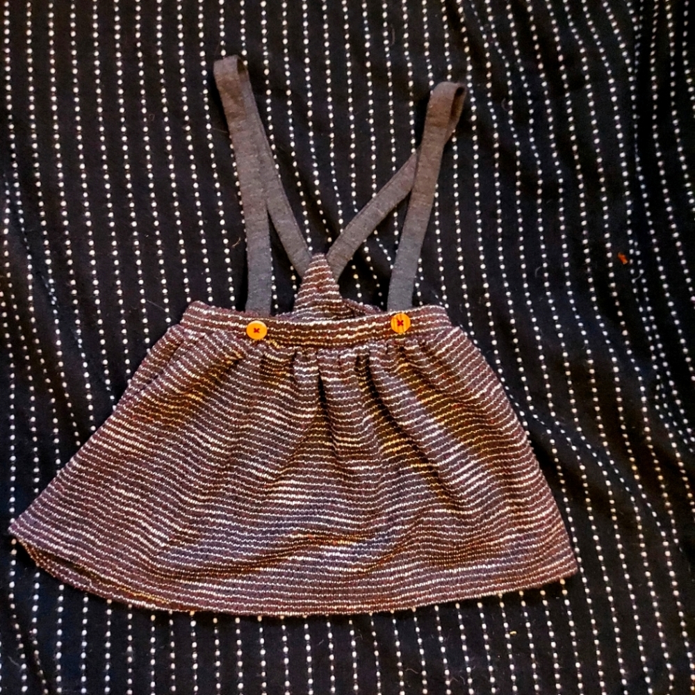 Zara Girls Textured Weave Skirt With Suspenders Jumper Dress 2-3t